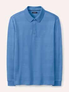 Baumwoll-Polo Webeffekt Rauchblau