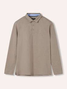 Langarmpolo aus Baumwollmix Sand