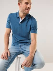 Melange Polo Mittelblau