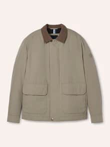 Jacke aus Baumwollmix m. Cordkragen Sand