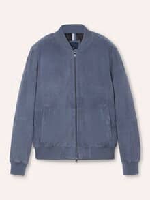 Blouson aus Ziegenvelours Rauchblau