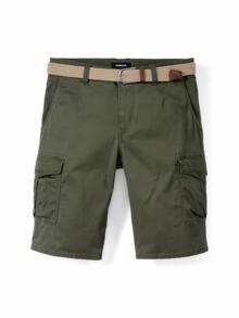 Extraglatt Gürtel Cargo-Bermudas Salbei