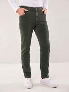 Five Pocket aus feinem Cord Oliv