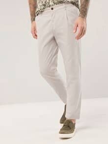 Bundfalten-Chino Feinstruktur Safaribeige