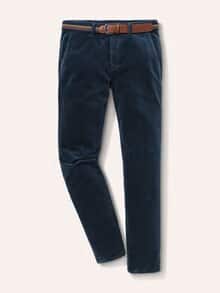 Gürtel-Cord Chino Jeansblau