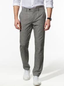 Wohlfühl Leinen-Hose Karo Schwarz