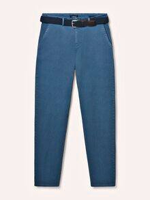 Chino inklusive Gürtel Mittelblau