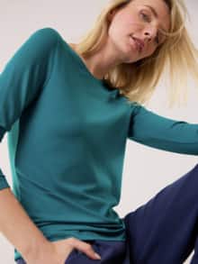 Viskose-Shirt Langarm Petrol