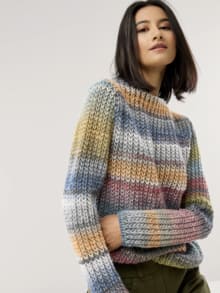 Grobstrick-Pullover Farbverlauf Oliv/Siena