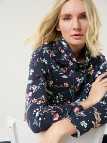 Baumwoll-Sweatshirt Flower Print Marine