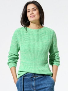 Baumwoll-Pullover Farbenspiel Pfefferminz