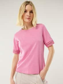 Baumwollshirt Dekospitze Nelke