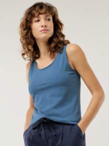Baumwoll-Basic-Top Jeansblau