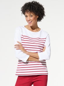 Ringelshirt-Softcotton Weiß/Rot