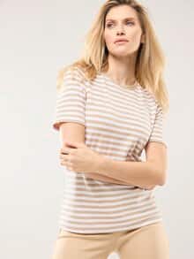 Baumwoll Ringelshirt Sand