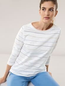 Baumwollshirt Lurexringel Weiß