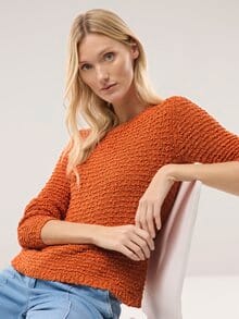 Strukturpullover mit Noppen-Effekt Dunkelorange