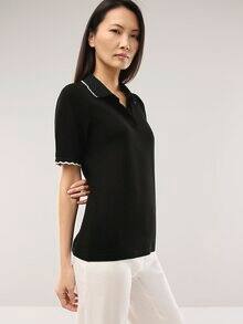 Poloshirt Wellenkante Schwarz