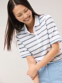 Extraglatt Polo Streifen Meerblau