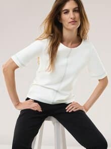 Edeljerseyshirt mit Zierstich Weiß