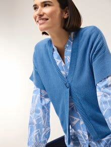 Strickweste Strukturmuster Jeansblau