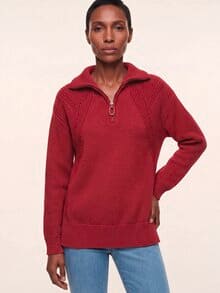 Pullover mit Troyerkragen Dunkelrot