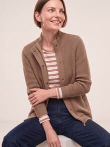Baumwoll Patentstrickjacke Praline