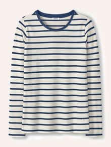 Baumwollshirt Ringelstruktur Offwhite/Nachtblau