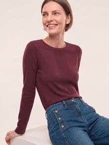 Shirt in Feinstrickoptik Merlot