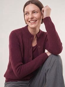 Cashmino Strickjacke Nahtlos Merlot