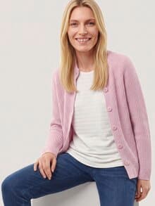 Cashmino Strickjacke Nahtlos Altrosa