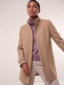 Dufflecoat aus Wollmischung Praline
