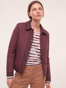 Kurze Steppjacke mit Materialmix Merlot
