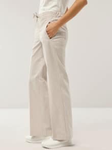 Marlenehose Seersucker Beige/Weiß