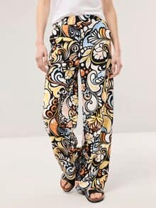 Kombihose aus Leinenmix AOP Bunt