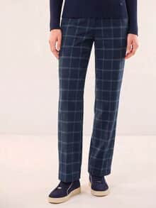 Marlene Hose aus Premium Flanell Karo Nachtblau