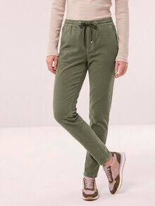 Jogpant aus weichem Cord Oliv