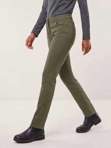 Extraglatt Baumwollhose Slim Fit Oliv