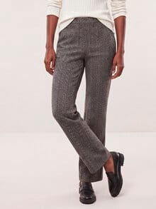 Hose aus Fischgrad Jersey Braun/Grau