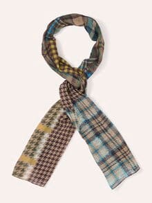 Baumwollschal Swiss Cotton Karo Braun/Petrol