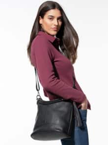 Leder-Handtasche Schwarz