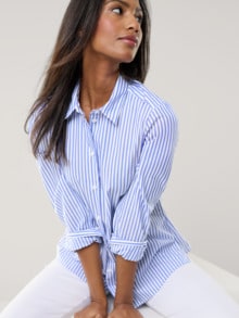 Extraglatt-Hemdbluse Everyday Streifen Tintenblau