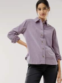 Two-Tone Cord Bluse Boxi Mauve