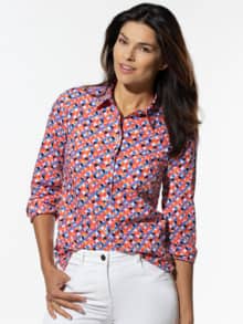 Extraglatt Baumwoll-Bluse Grafik