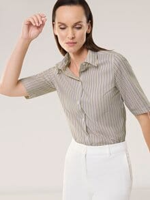 Extraglatt-Hemdbluse Everyday 2.0 Streifen Sand