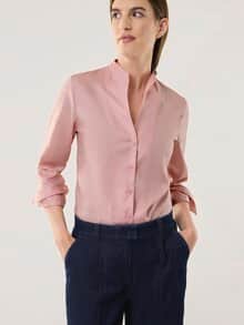 Extraglatt-Bluse Kelchkragen Altrosa