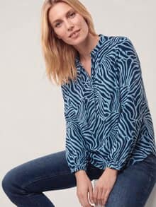 Shirtbluse aus Baumwollmix Smokey Blue
