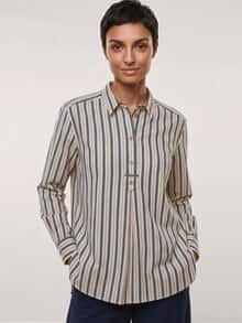 Bluse aus Polar-Flanell Streifen Nachtblau