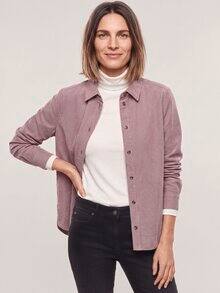 Two-Tone Cord Bluse Boxi Ziegelrot