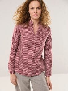 Extraglatt Stehkragen Bluse V-Auss Minimal Chianti